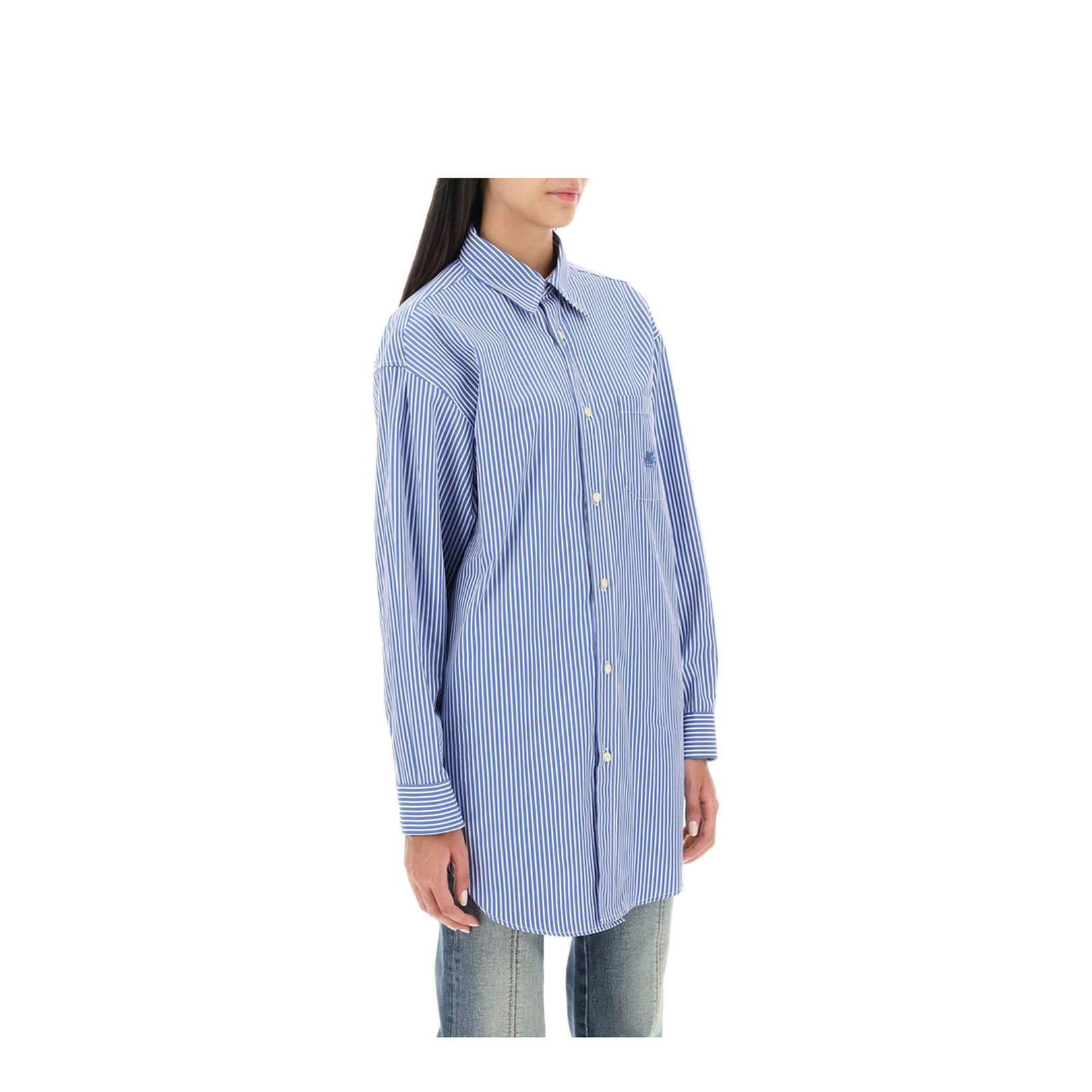 Cotton Shirt with Frontal Logo Embroidery