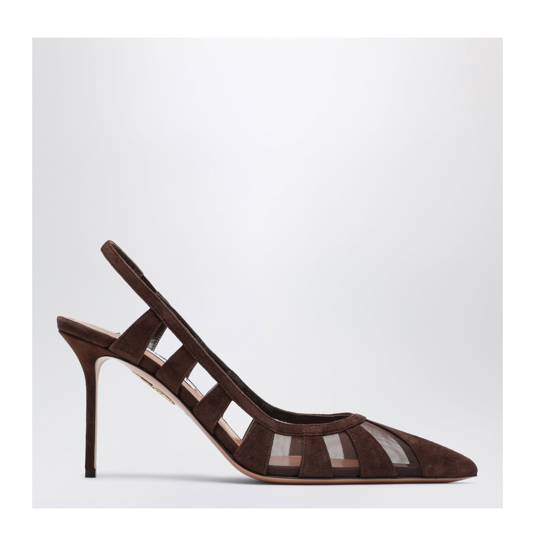 MAYFEYR - Aquazzura - Screen Slingback Pumps In Espresso Suede - SEEMIDP0SFEESP