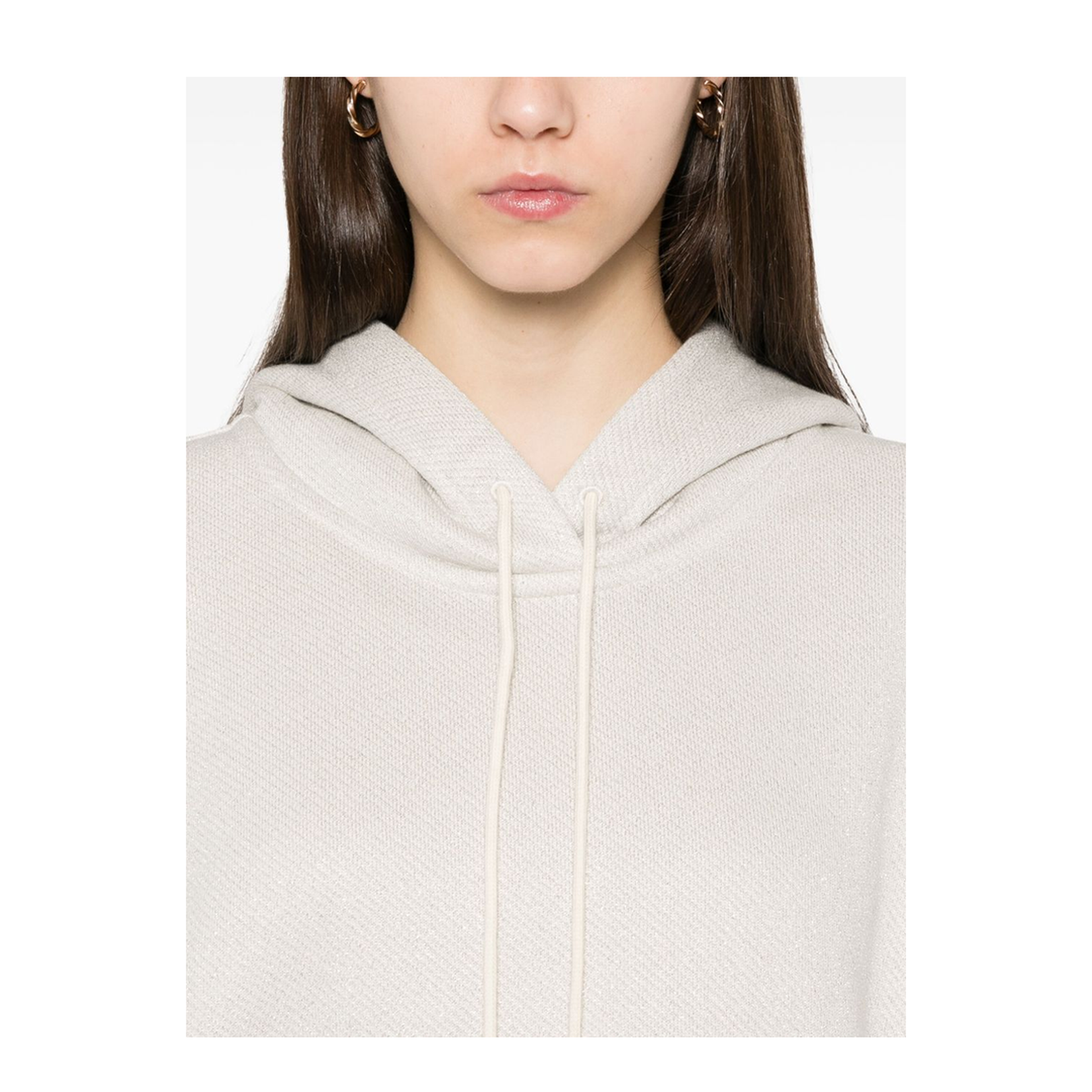 Cotton Blend Hoodie in Beige