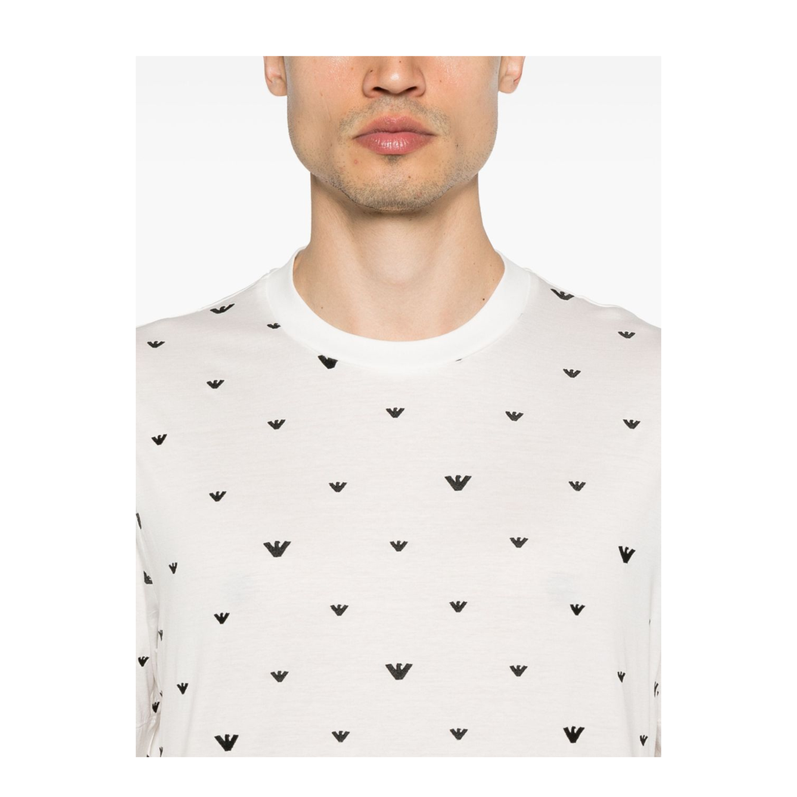 Lyocell-blend Jersey T-Shirt with All-Over Micro Eagle