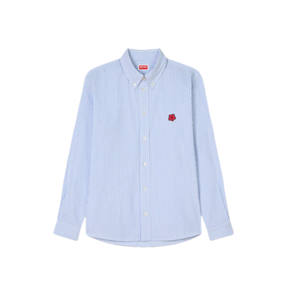 MAYFEYR - Kenzo - Boke Flower Embroidered Casual Shirt In Seersucker Cotton - FG55CH4109KB67