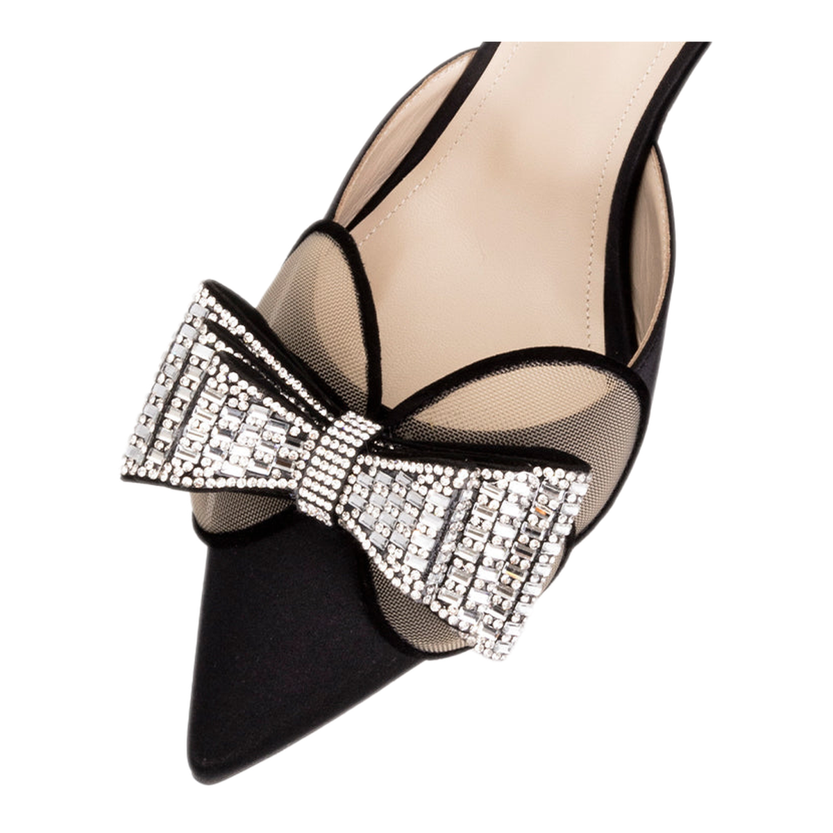 MAYFEYR - MIA BECAR - Aurora Mule Black Satin - AURORAMULE70BLACKSATIN