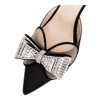 MAYFEYR - MIA BECAR - Aurora Mule Black Satin - AURORAMULE70BLACKSATIN