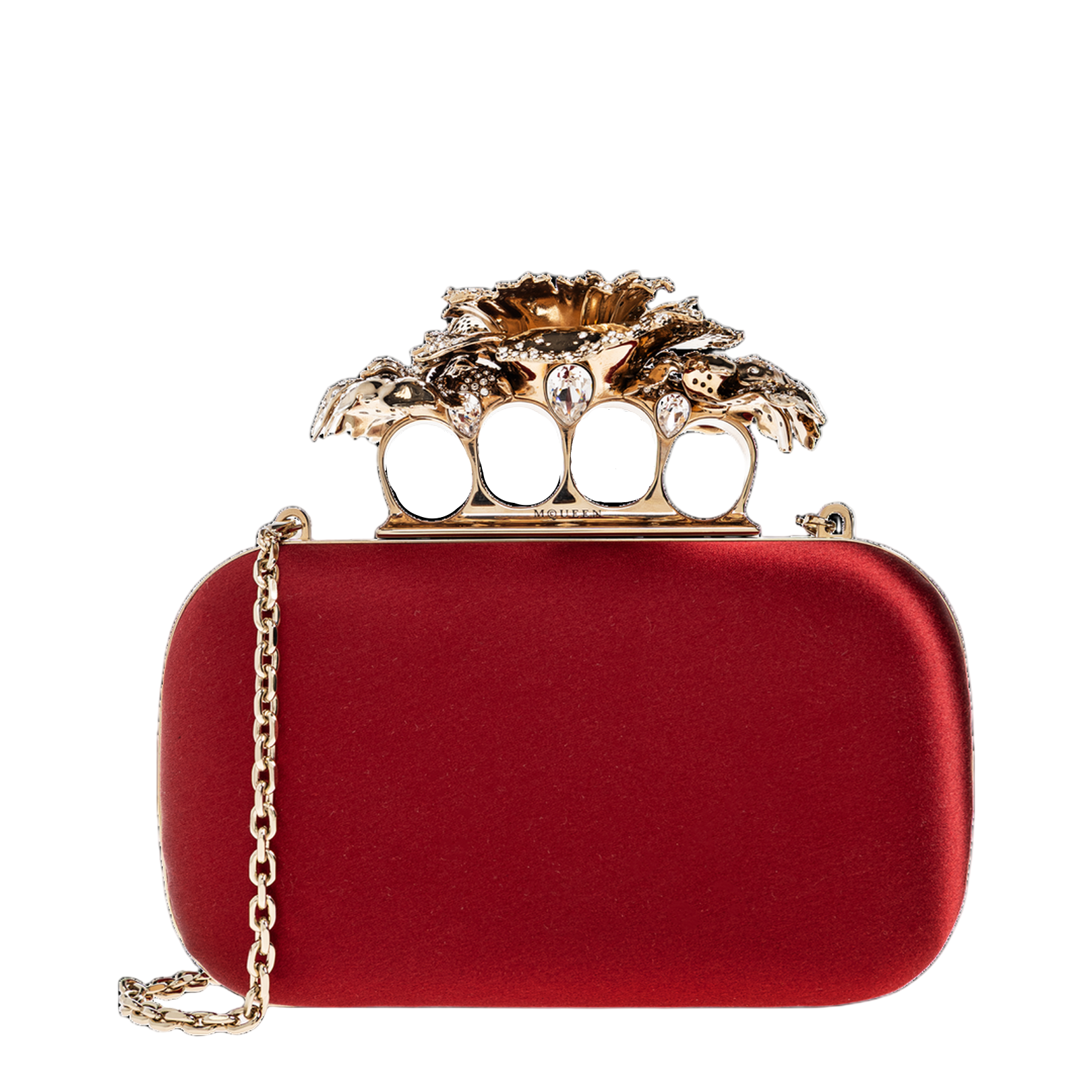 Carnation Knuckle Clutch in Crimson