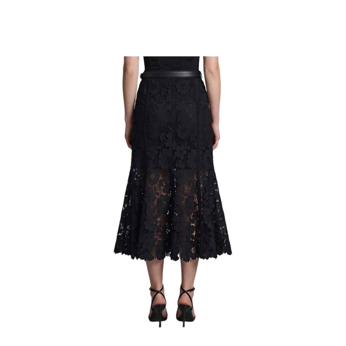 MAYFEYR - Self Portrait - Black Lace Midi Skirt - AW26049MSKB