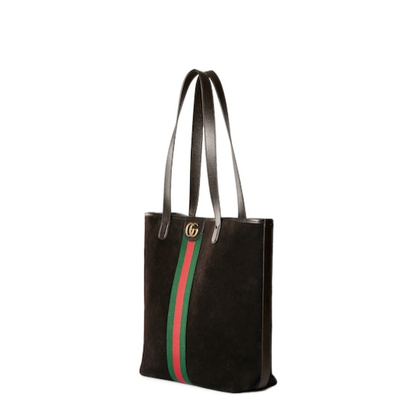 Ophidia Medium Tote Bag in Dark Brown Suede