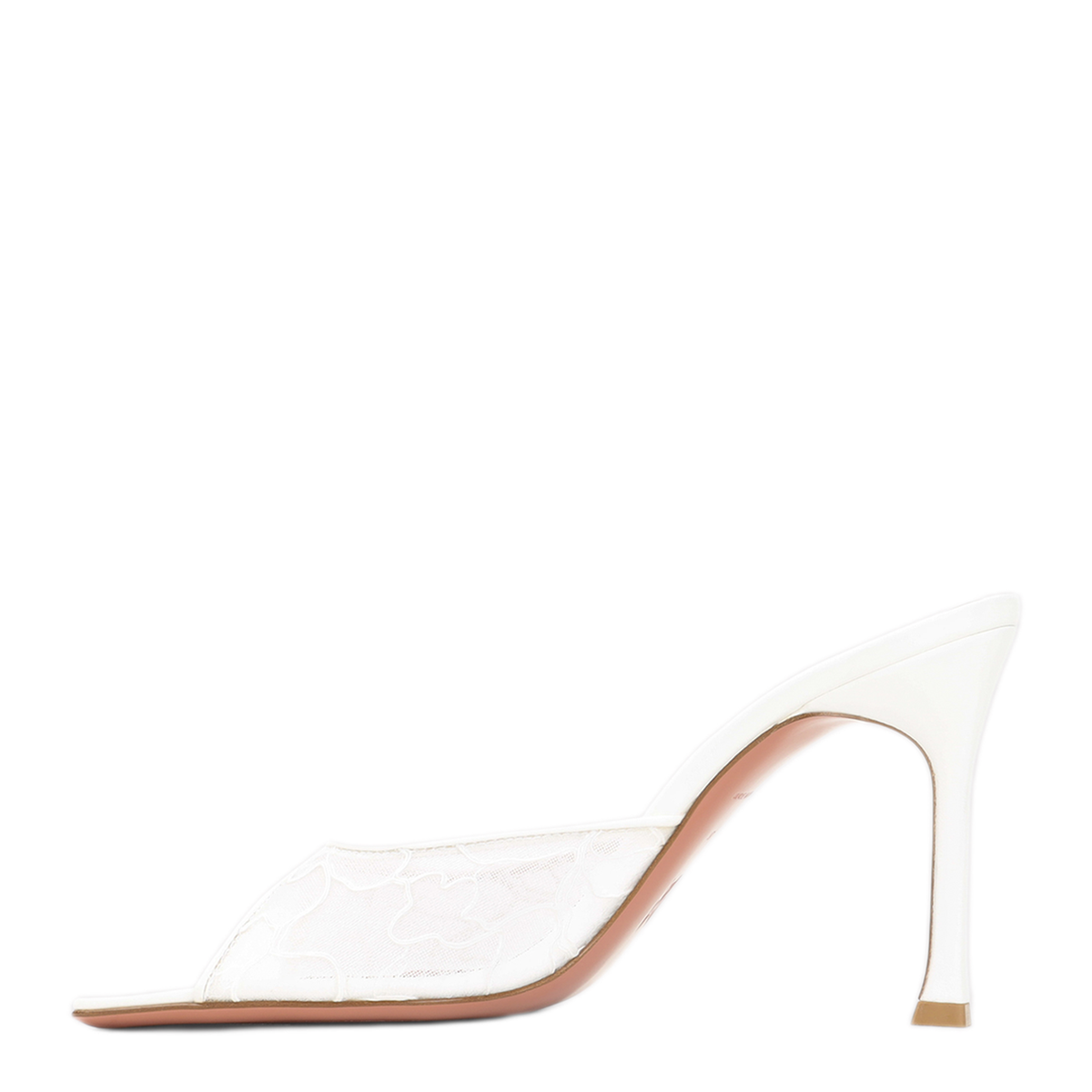 MAYFEYR - Amina Muaddi - Ivory Leather Alexa Lace 95 Slippers - 12S356878ALEIVORY