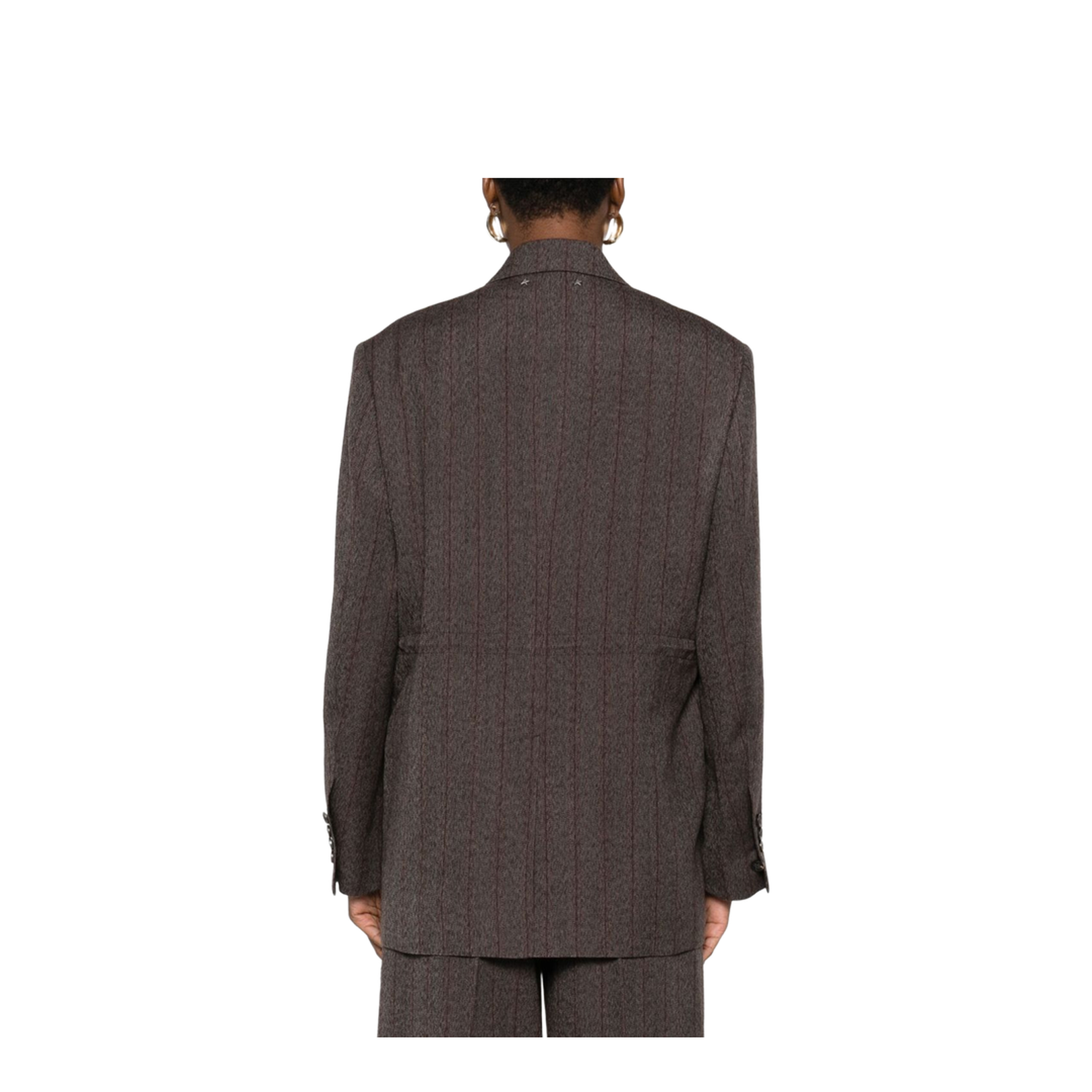 Cocoa Brown Pinstripe Double-Breasted Jacket