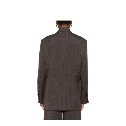 Cocoa Brown Pinstripe Double-Breasted Jacket
