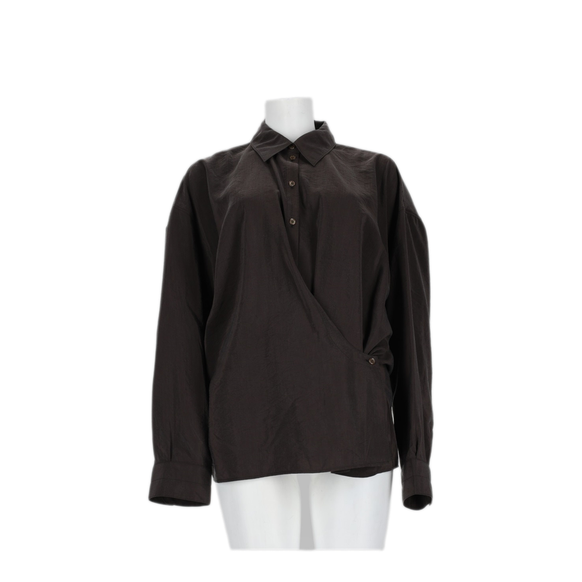 Licorice Straight Collar Twisted Shirt