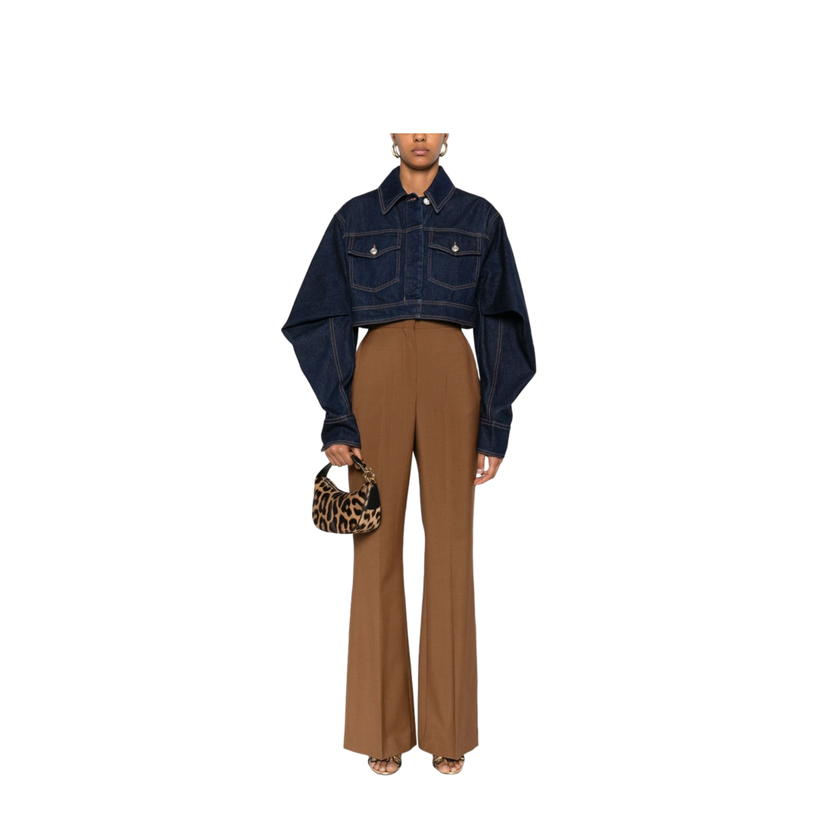 Flare Trousers in Wool and Mohair - Brown