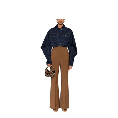 Flare Trousers in Wool and Mohair - Brown