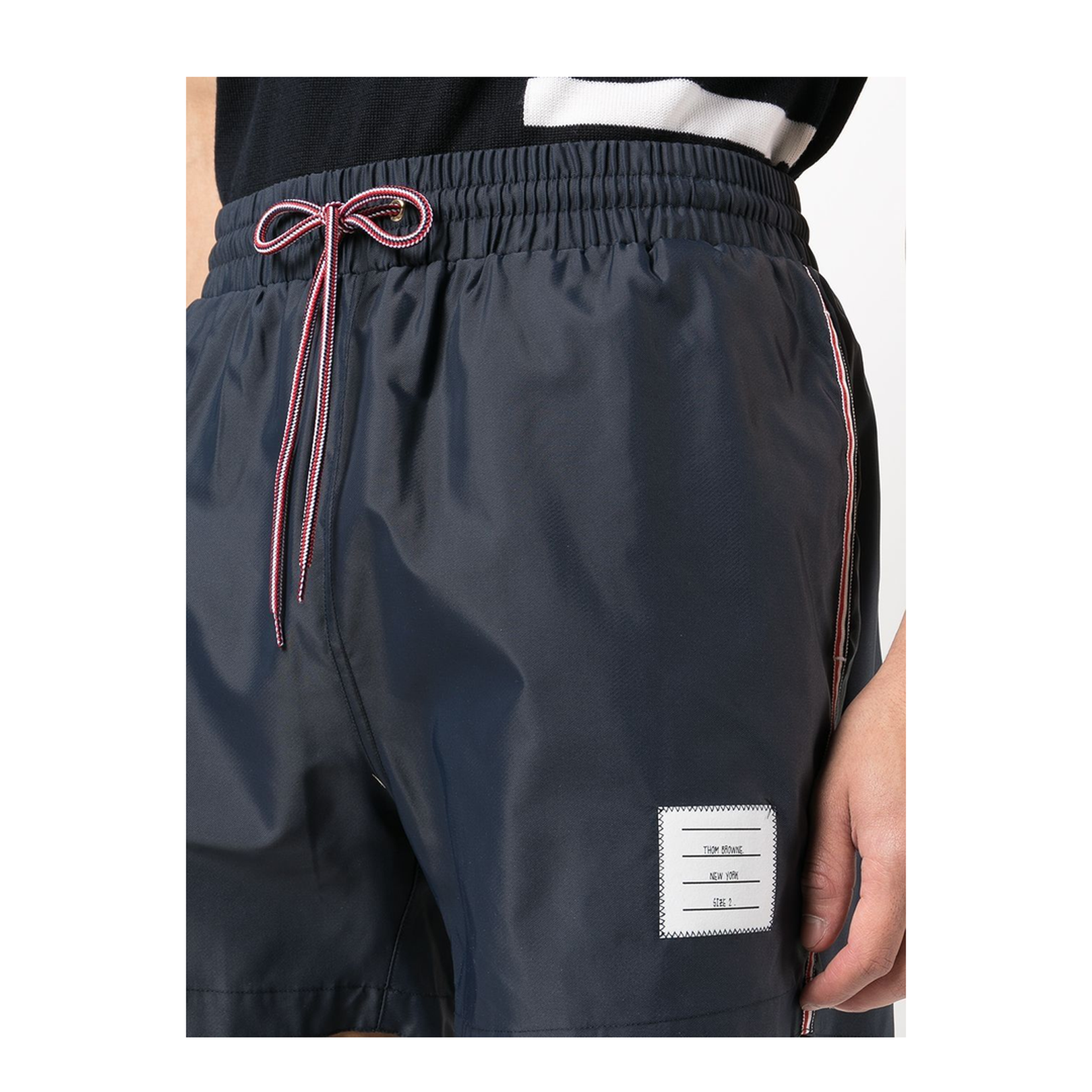 Blue RWB Stripe Signature Grosgrain Loop Tab Logo Patch Swimwear