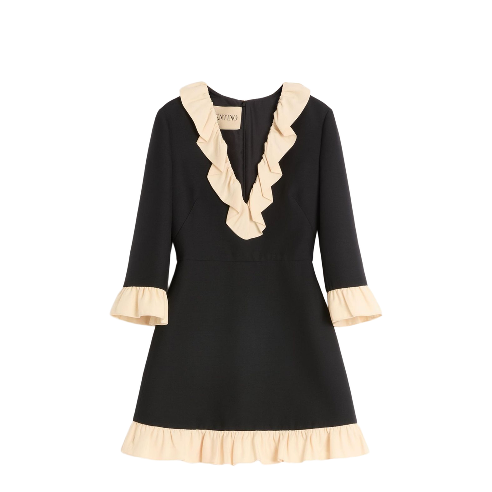 Ruffle-Trim Wool and Silk Mini Dress