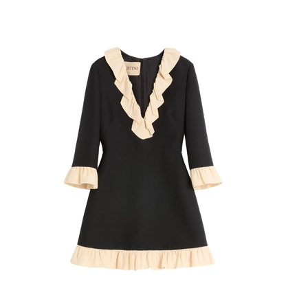 Ruffle-Trim Wool and Silk Mini Dress