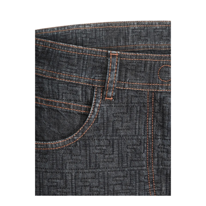 MAYFEYR - Fendi - Flared Midi Denim Skirt With All-Over Quilted Motif - FLQ604AW82