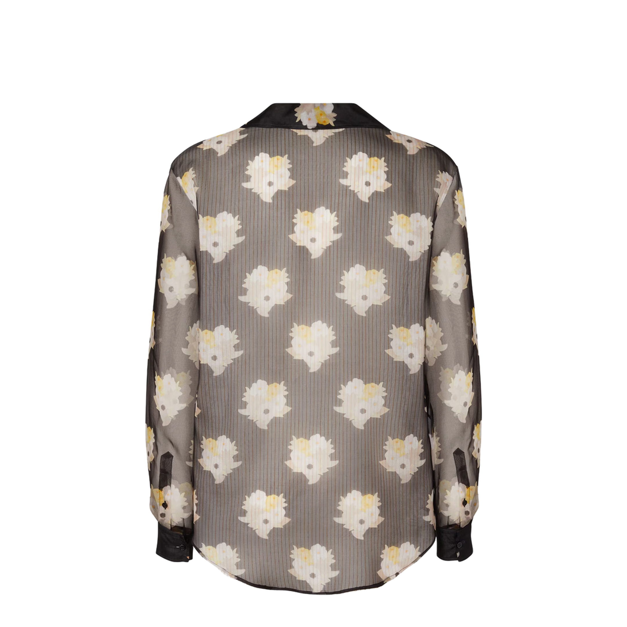 Printed Black Organza Shirt