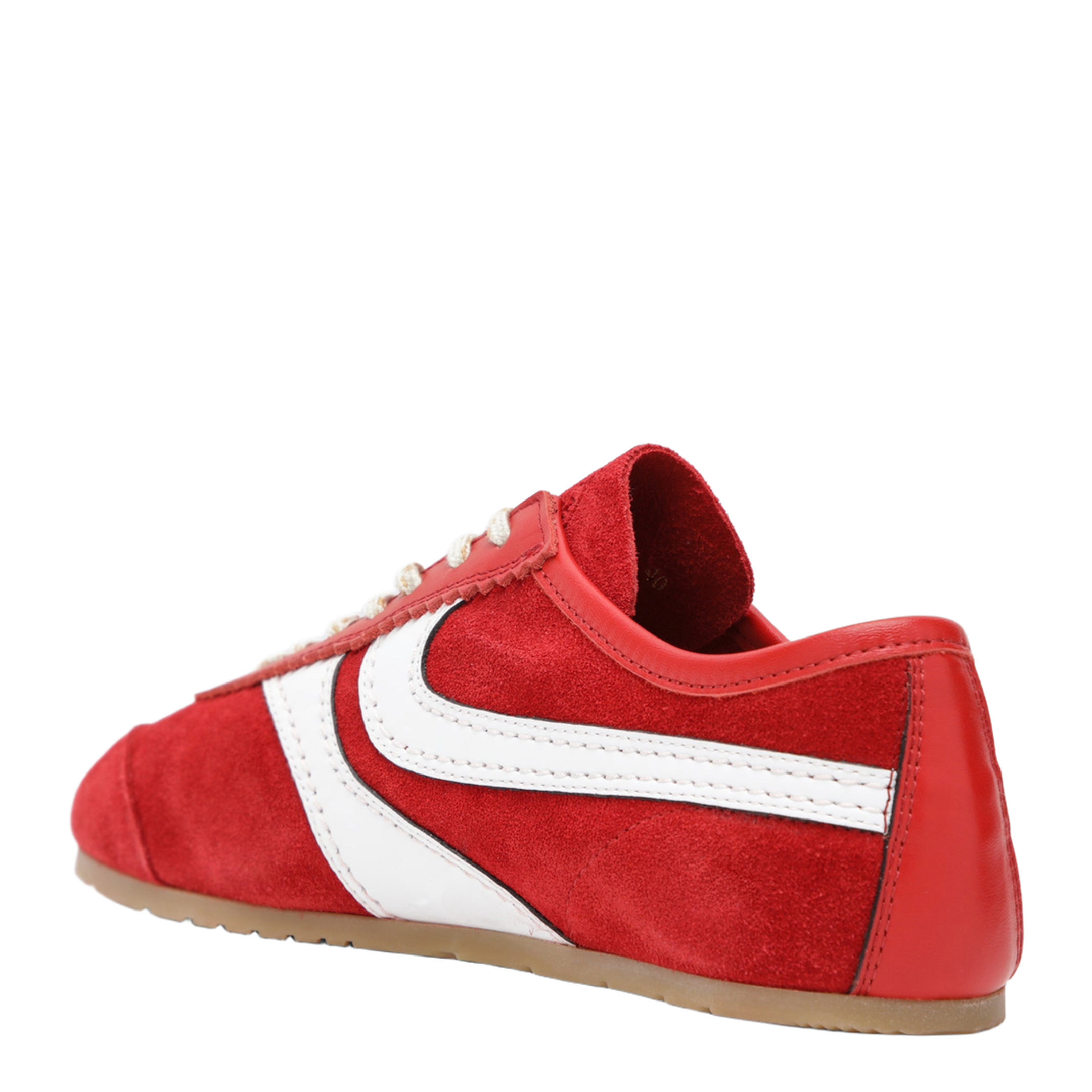Red White Leather and Suede Sneakers