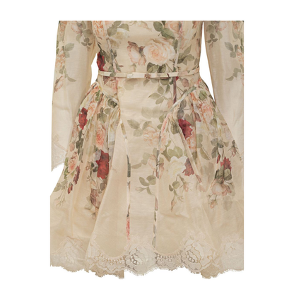 Short Floral Silk Dress