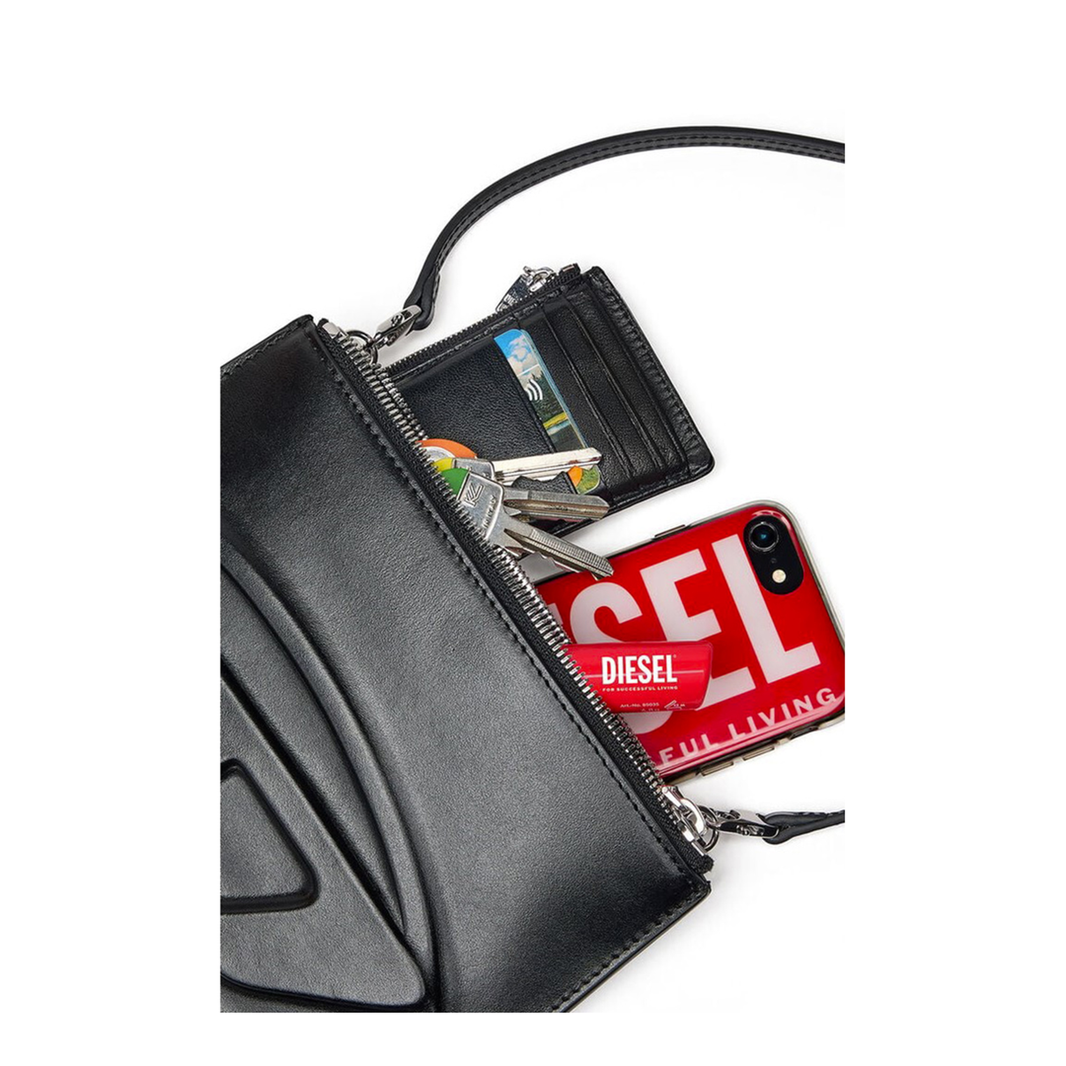 1DR Twin Calf Leather Shoulder Bag - Black