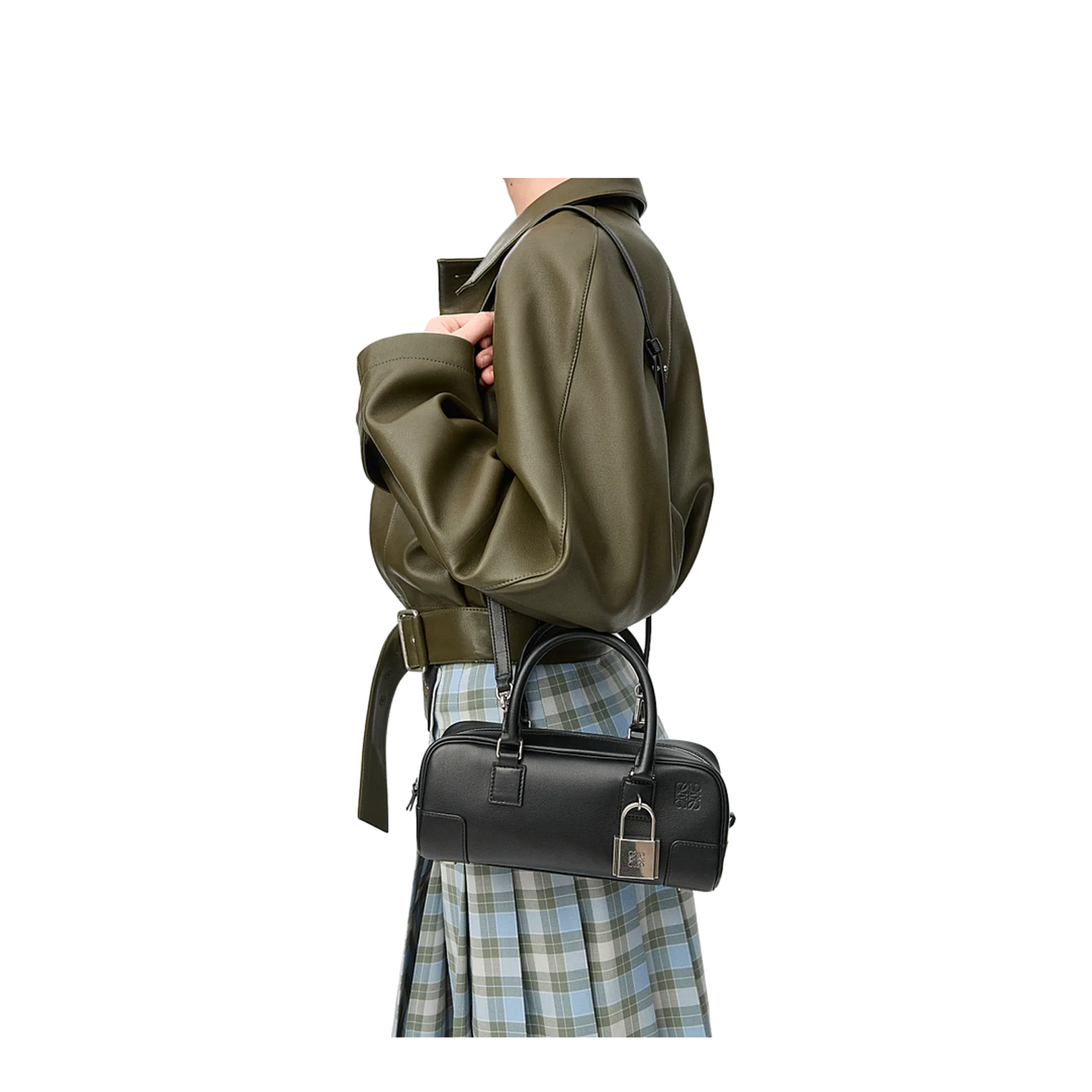 Cropped Bag in Shiny Calfskin Black