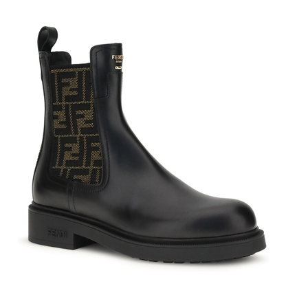 MAYFEYR - Fendi - Ff Leather And Fabric Ankle Boots - 8T8576A379