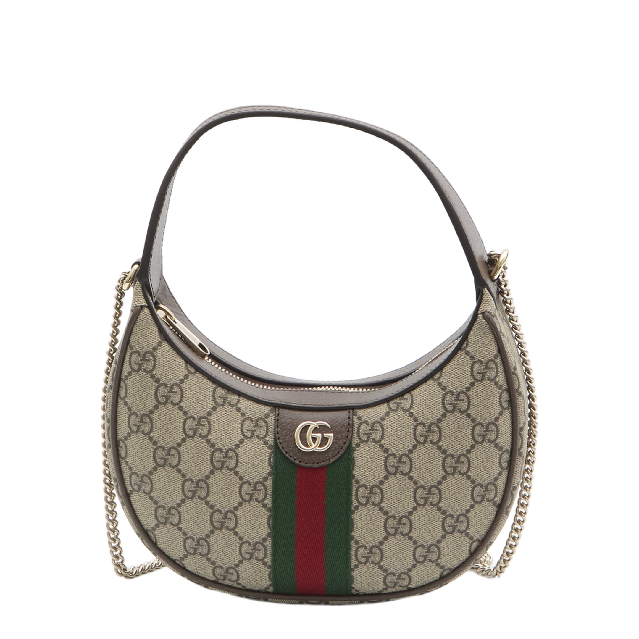 Ophidia Small GG Monogram Coated Fabric Shoulder Bag - Beige and dark brown GG fabric (Beige/Brown)