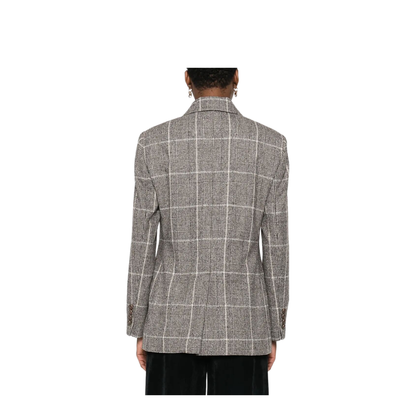 MAYFEYR - Brunello Cucinelli - Alpaca And Wool Prince Of Wales Double-Breasted Blazer With Monili - MV4037053