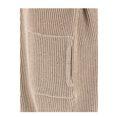 Cotton Diamond Yarn English Rib Cardigan Beige