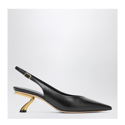Black Slingback with Sculptural S Heel