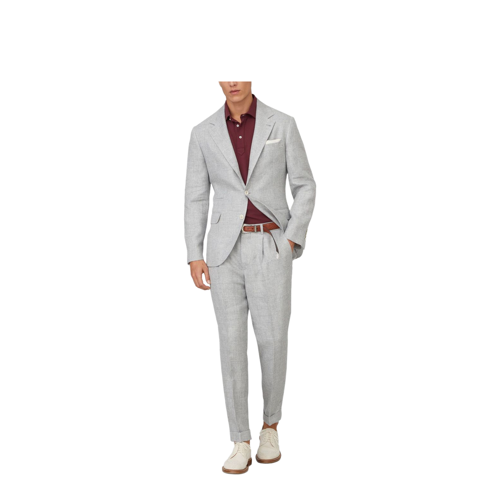 Linen and Cotton Suit-Type Jacket in Light Grey
