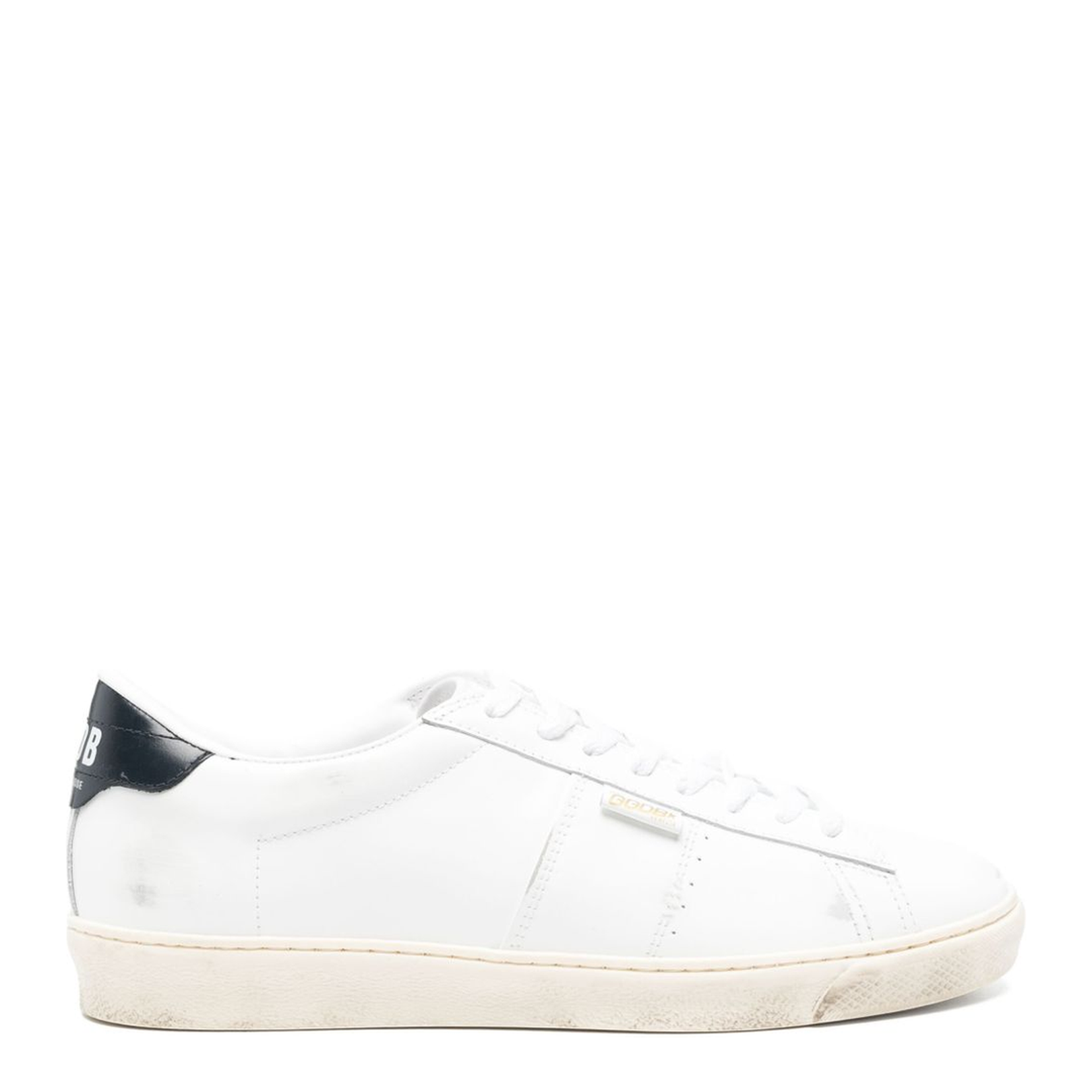 Matchstar in White Leather with Dark Blue Leather Heel Tab