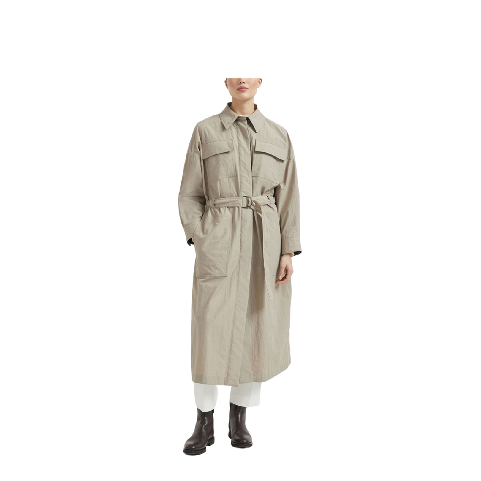 Trench Coat with Monili in Beige