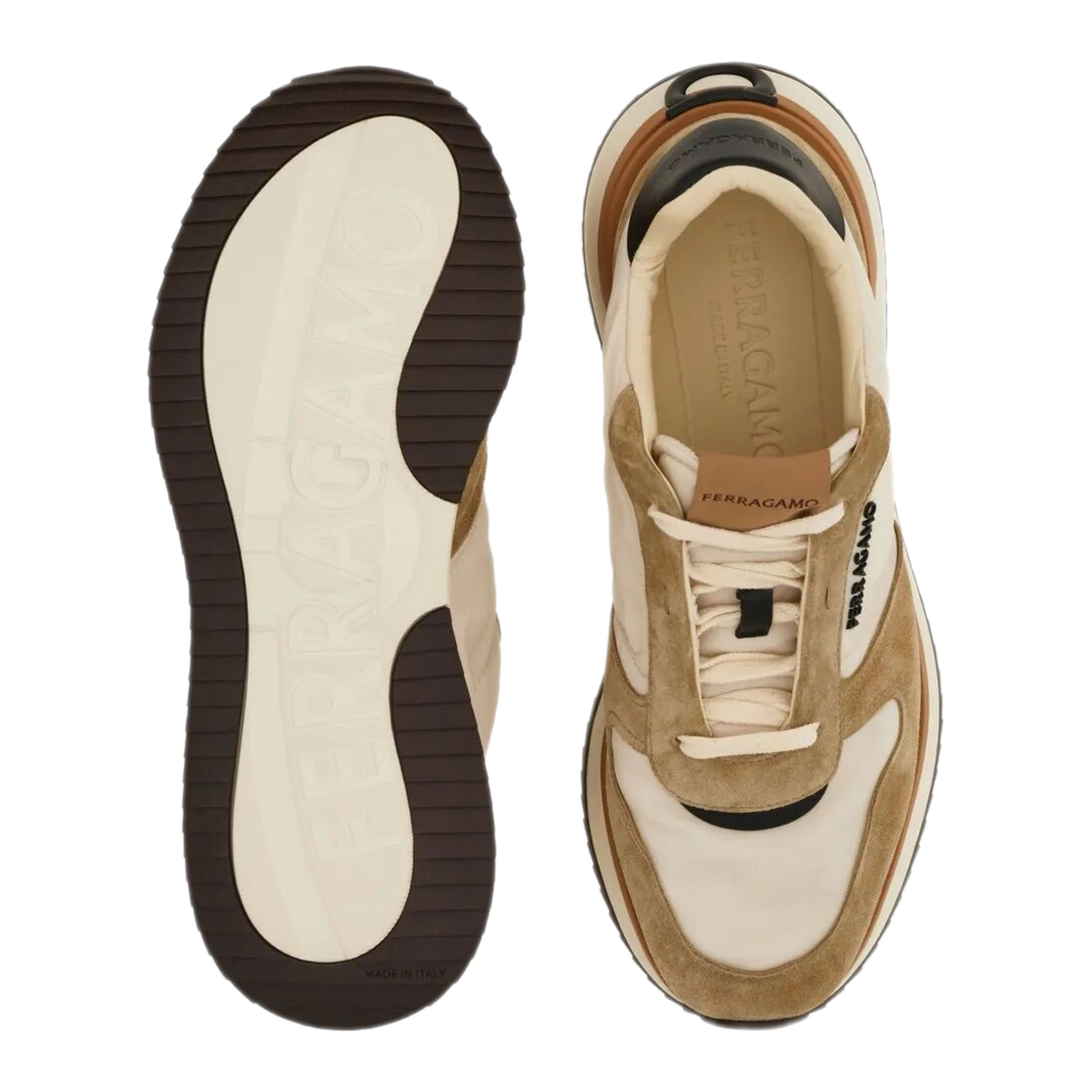 MAYFEYR - Ferragamo - Atlantic Waterproof Fabric And Suede Sneakers - 02A1300787605SAFARI