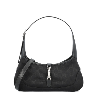 Jackie Slim Medium Canvas Shoulder Bag - Black