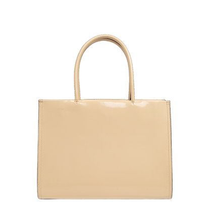 Cream Synthetic Leather Ella Bio Small Shopping Bag
