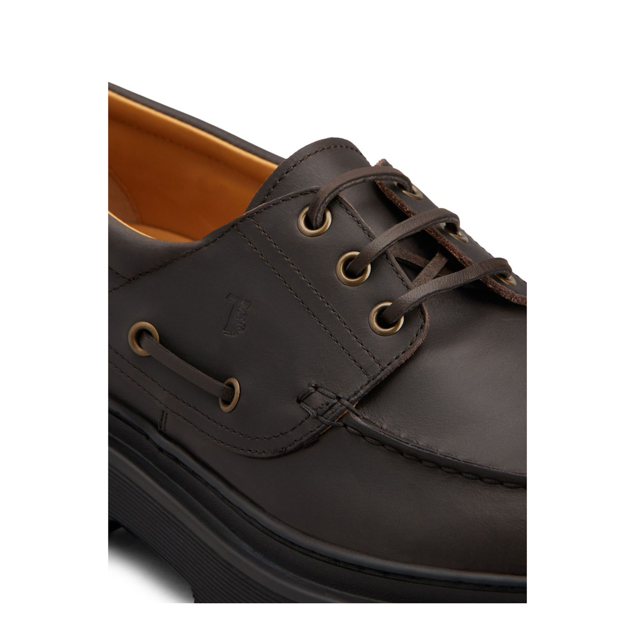 Coffee Brown Front Button Fastening Moc Stitching