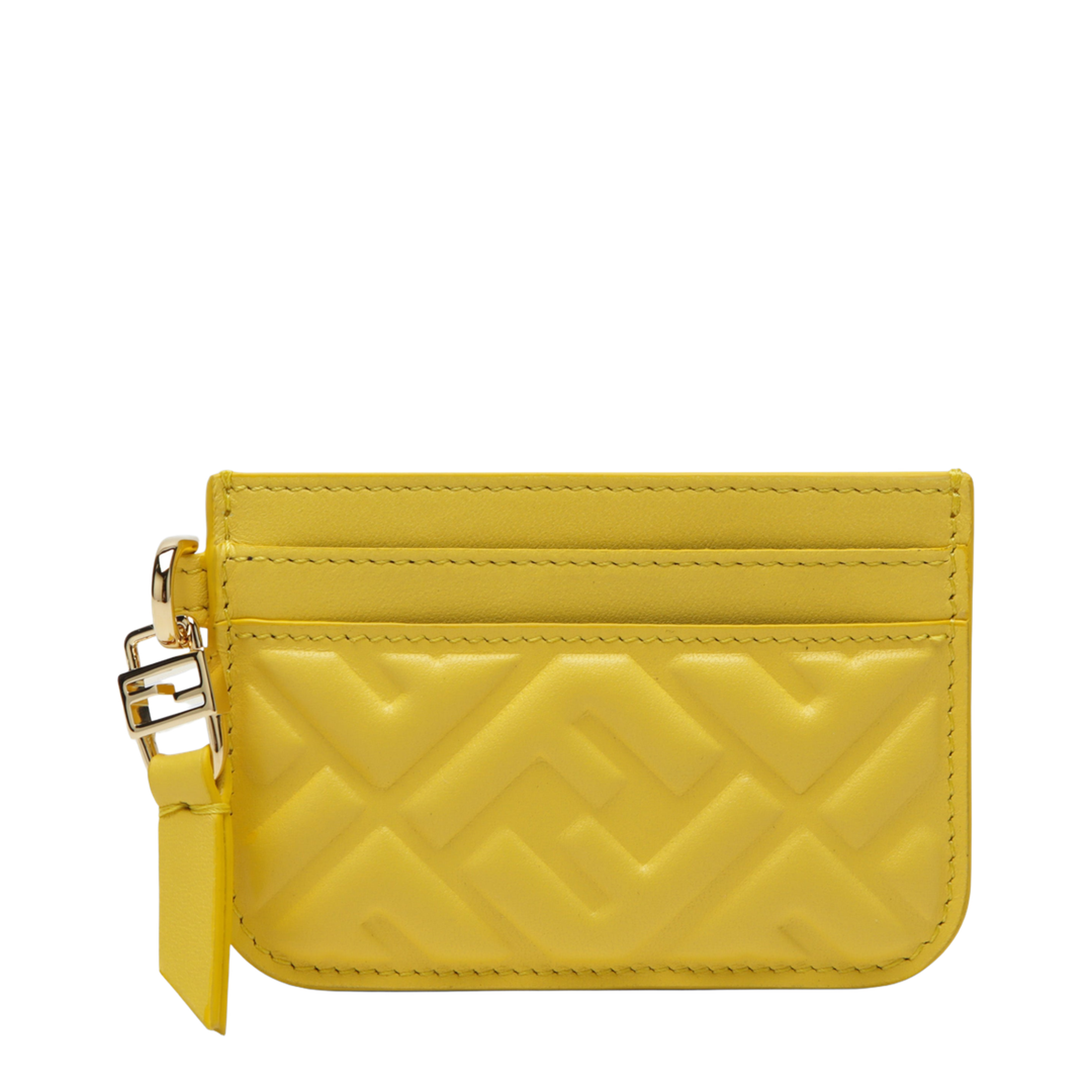 Yellow Nappa Leather Baguette Card Case with FF Motif