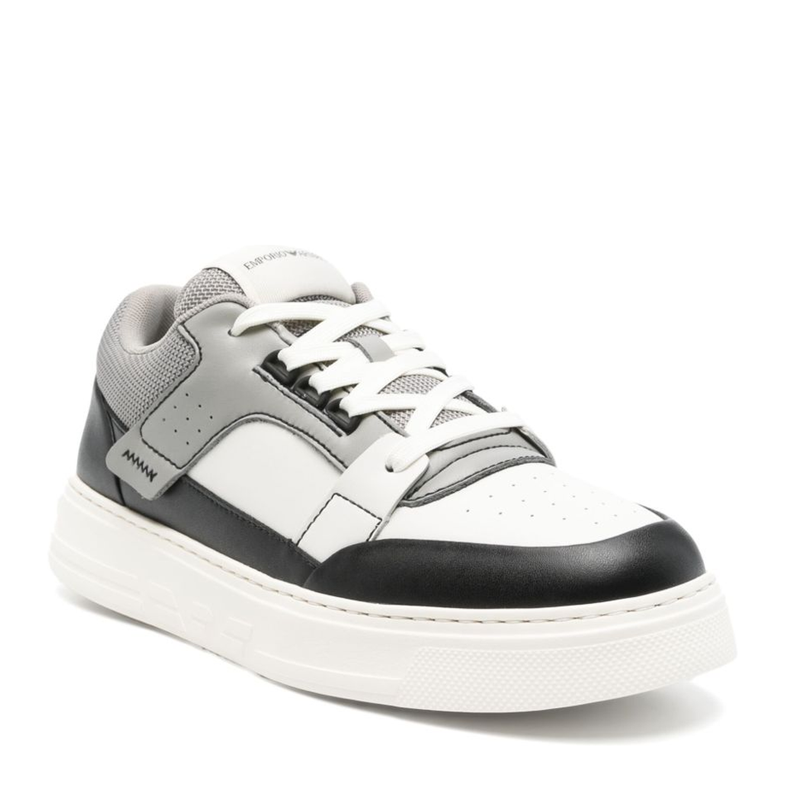 Leather and Mesh Sneakers with Contrasting Details