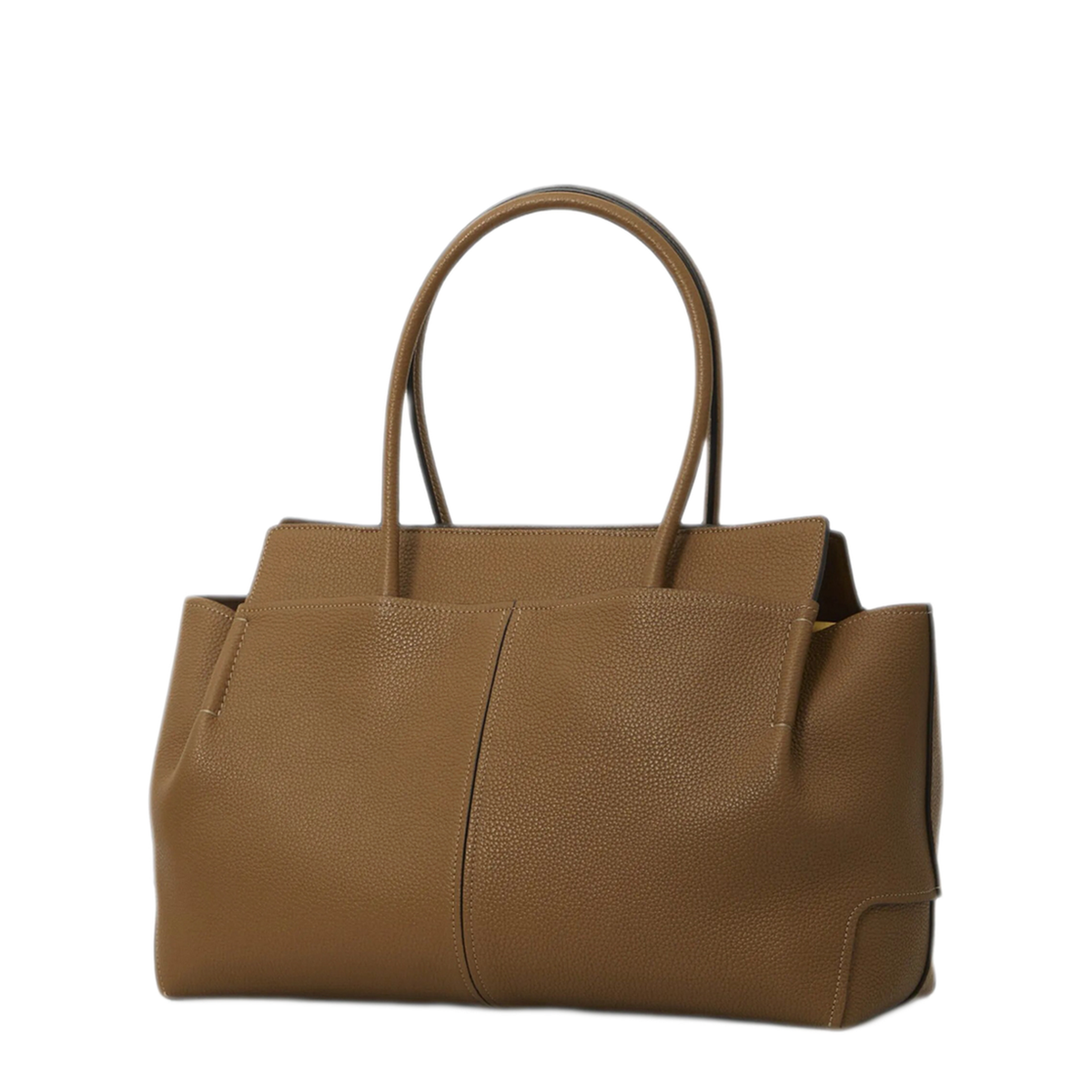 Hammered Leather Medium Leather Tote Bag - Brown