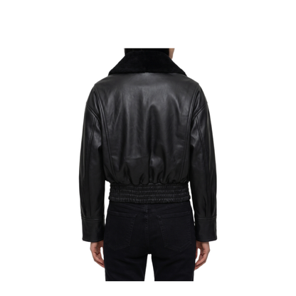 MAYFEYR - Ivy Oak - Black Lambskin Leather Bomber Jacket - IO11807130600079BK999