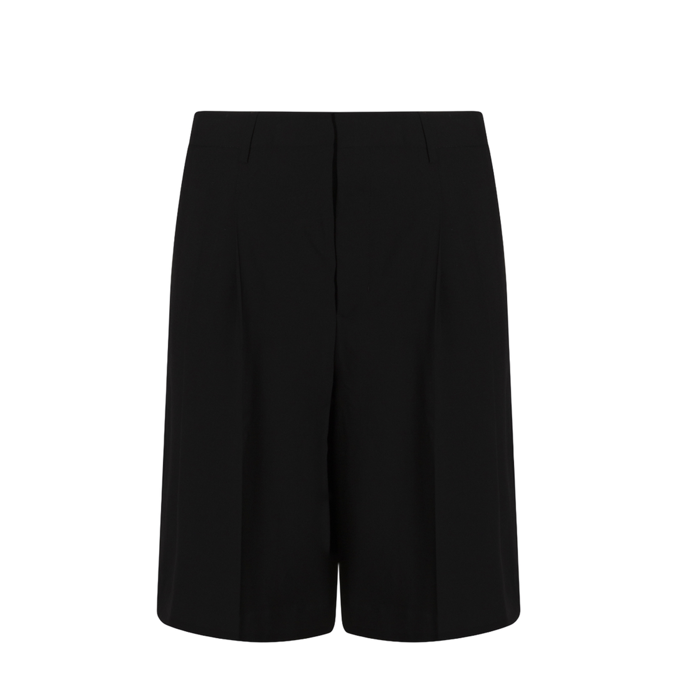 Black Pleated Bermuda Shorts in Cotton