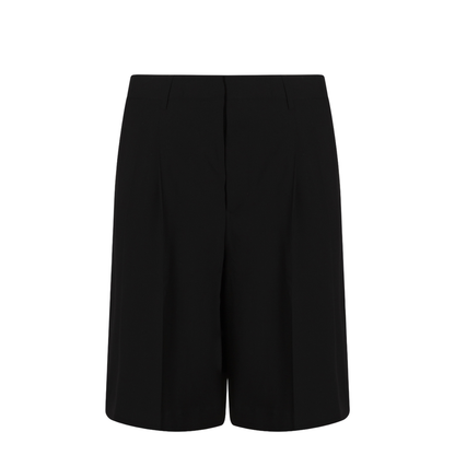 Black Pleated Bermuda Shorts in Cotton
