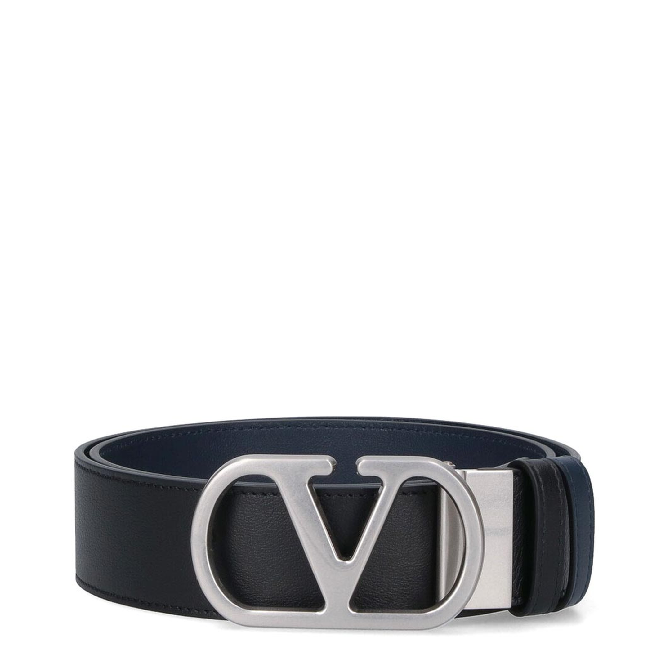 Black Belt with VLogo Buckle in Leather