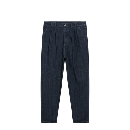 Slim-fit Jeans with Pleats in Blue Denim