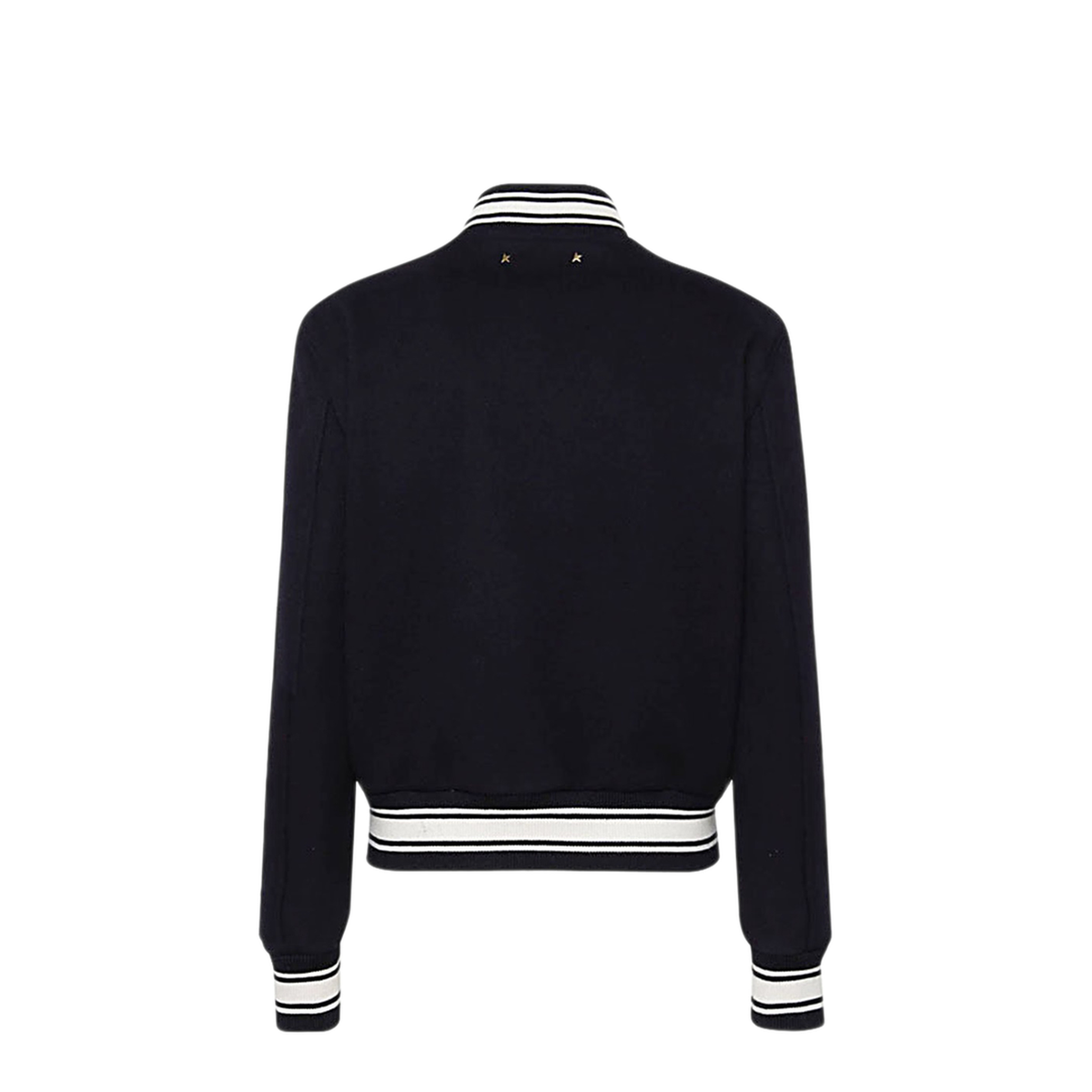 Black Virgin Wool Embroidered-Logo Bomber Jacket
