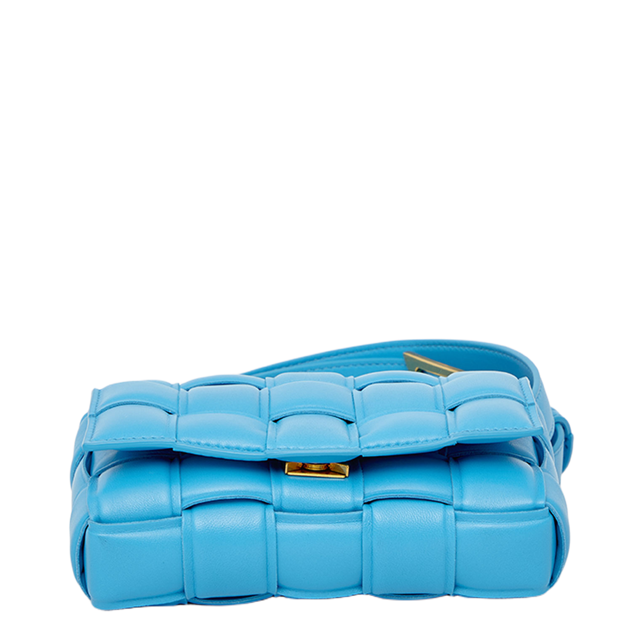 Small Cassette Shoulder Bag In Teal Pool & Gold