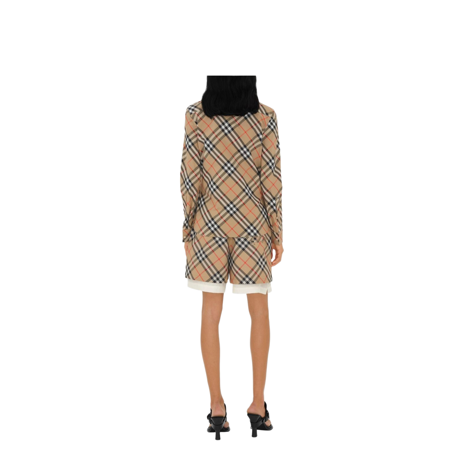 Check Cotton Shirt In Beige
