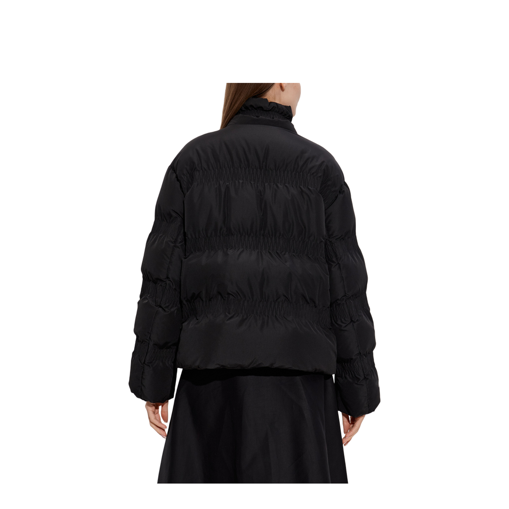 Black Ravignan Gather-Quilted Short Down Jacket