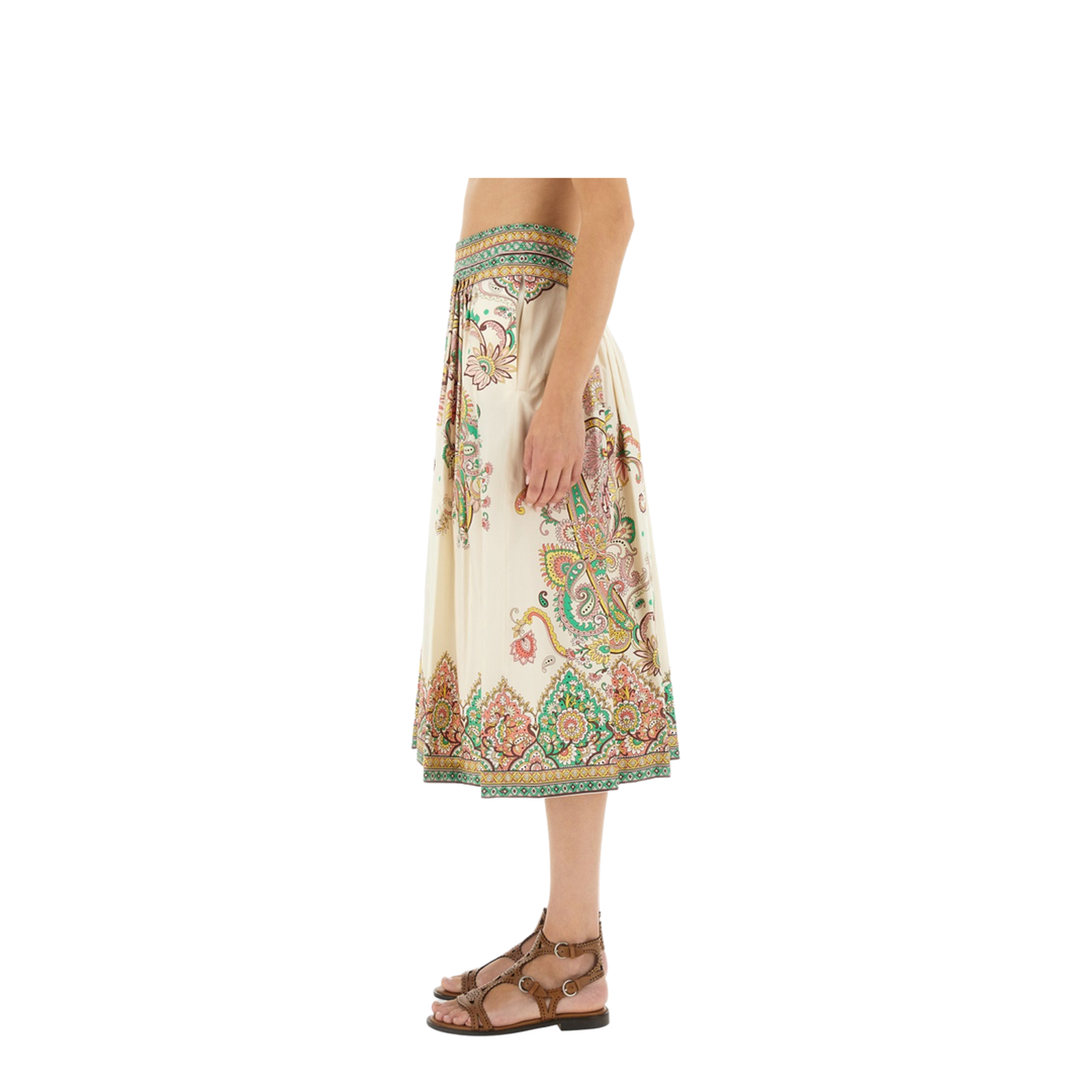 Paisley Floral Print Midi Skirts